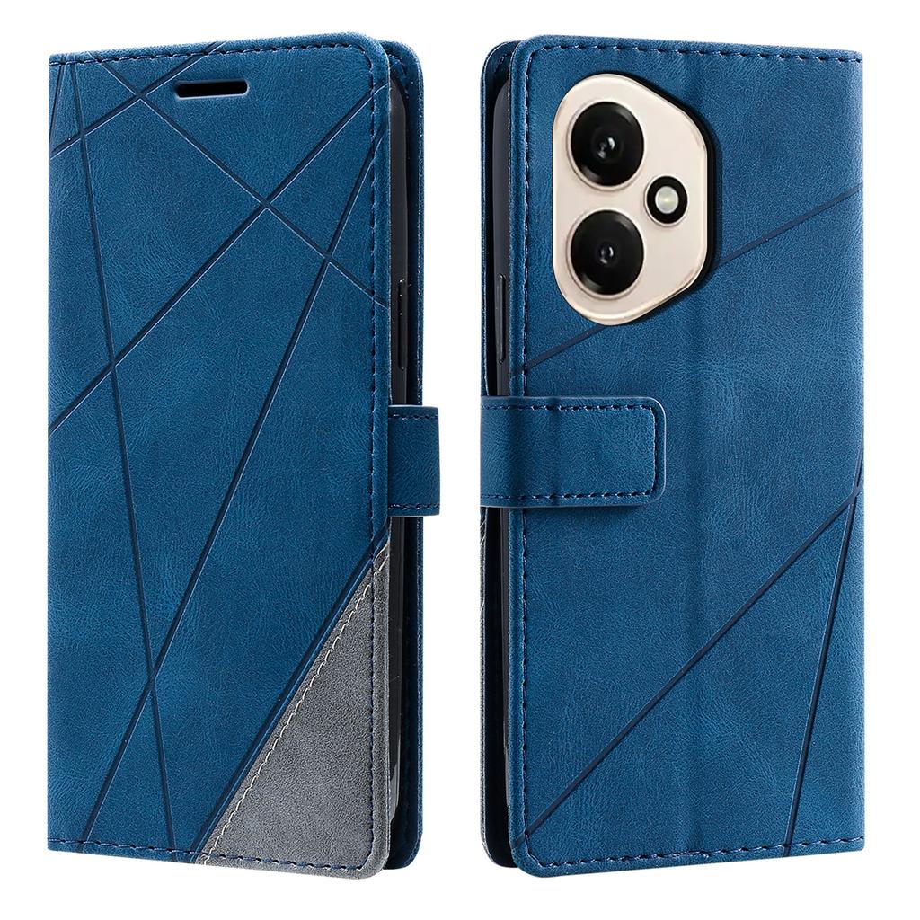 For Honor 400 5G (Global) Case Imprinted Lines PU Leather Splicing Wallet Phone Cover with Wrist Strap