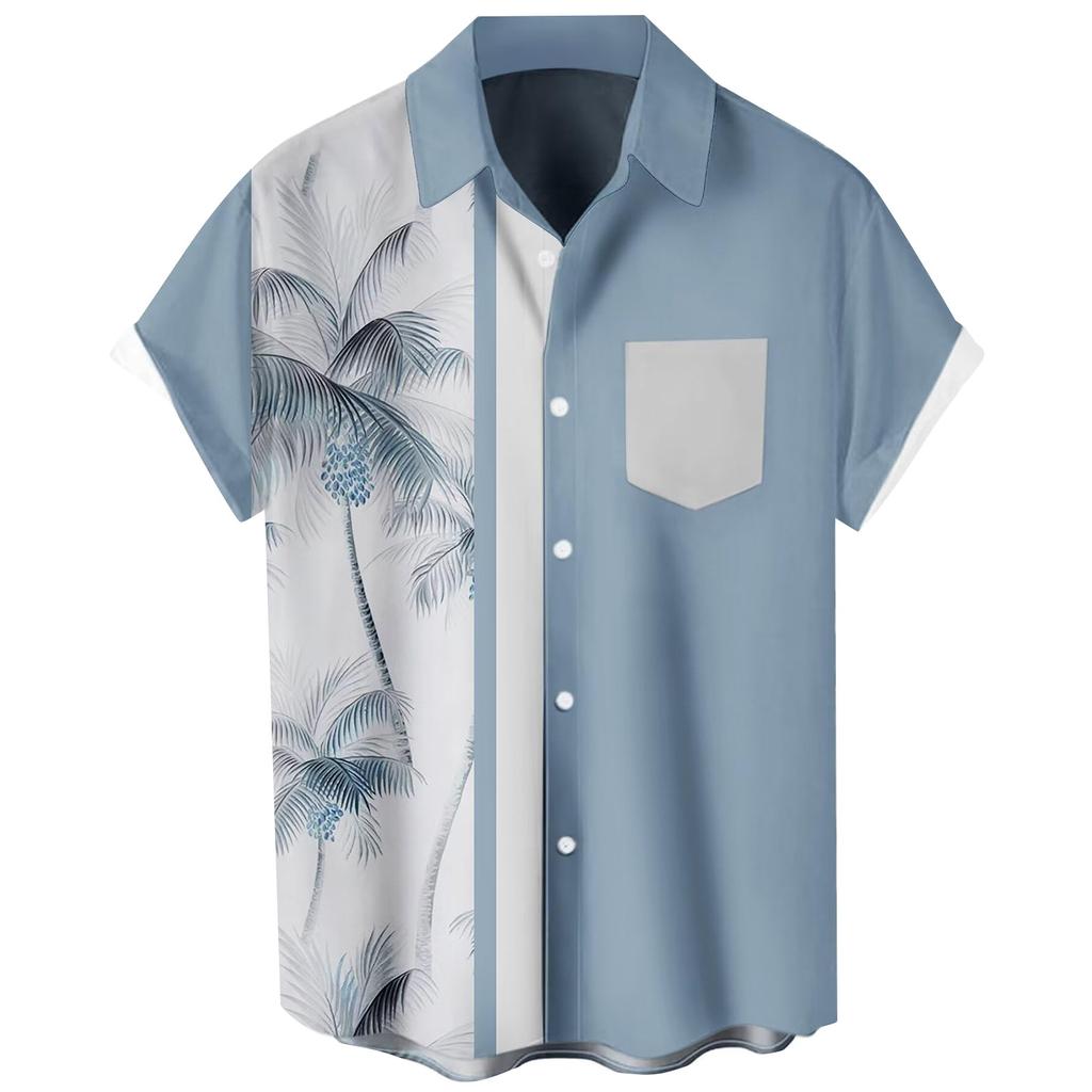 Гавайская рубашка для мужчин, мужские винтажные рубашки для боулинга на пуговицах, летняя пляжная рубашка с коротким рукавом
