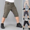 Men Shorts All Match Sweat-wicking Bottoms Zipper Pocket Mid-Rise Capri Pants Streetwear