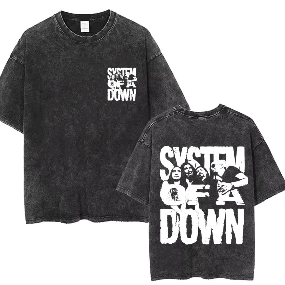 System of A Down Toxicity Album Graphic Washed Tshirt Men Women Rock Oversized T Shirts Male Vintage Alternative Metal Tshirts