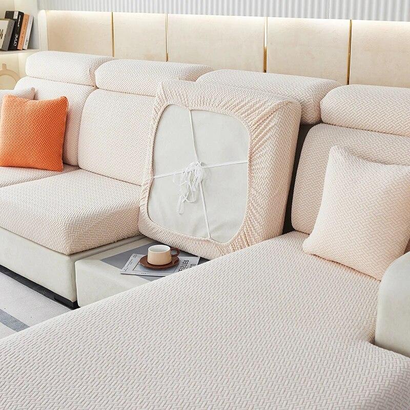 Плотная жаккардовая плюшевая наволочка для диванной подушки Чехол на длинную подушку спинки Растягивающийся чехол-защита для дивана на 1/2/3/4 места
