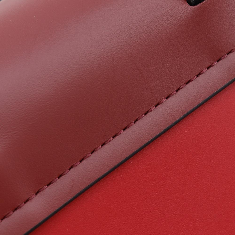 Michael Kors Manhattan Small Shoulder Bag Studs Color Block Red Leather Women Used