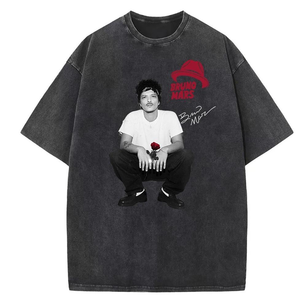 benber Bruno Mars The Romantic Tour Washed Oversized Yk Tshirt Men Women Hip Hop Short Sleeve Casual Loose Tee Shirt Female Male