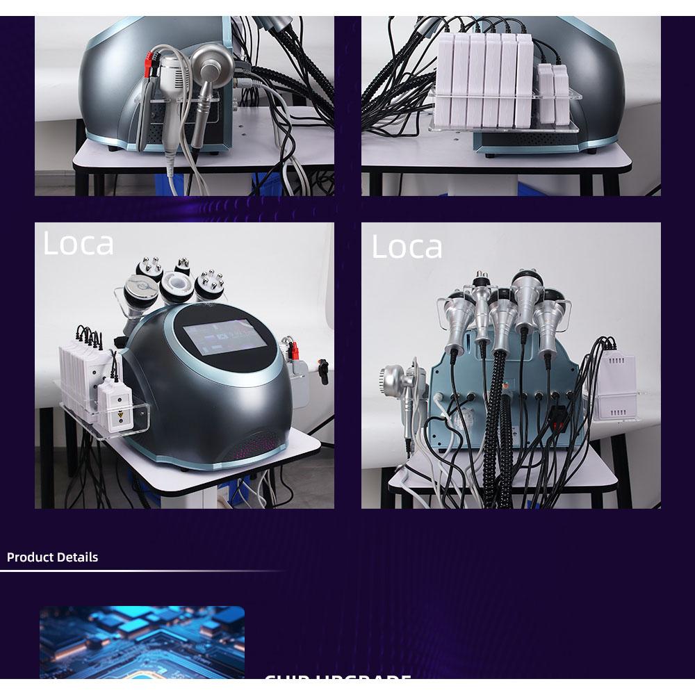 9-в-1 40 кГц Кавитация 0,5 МГц РЧ Лазер 9 Голов Светодиодный Сенсорный экран Воздушное охлаждение 110 В-220 В AC Салонное Контурирование тела