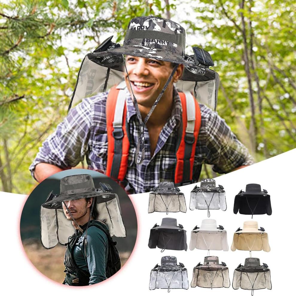 (Army Green 03) Wide Brim Solar Fan Hat, Fishing Hat with Fans, Sun Hats with 2 Solar Fans, Lightweight & Breathable Men's Sun Hat for Summer Outdoor