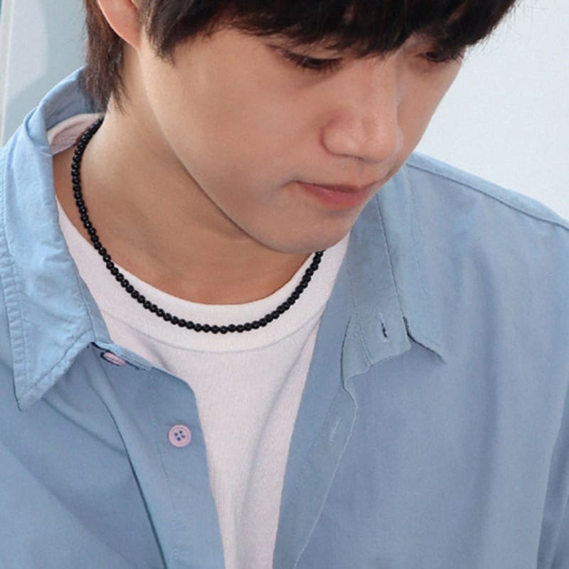 BICYCLE TROPHY BT Gemstone Necklace 01 (4mm Polished Onyx)