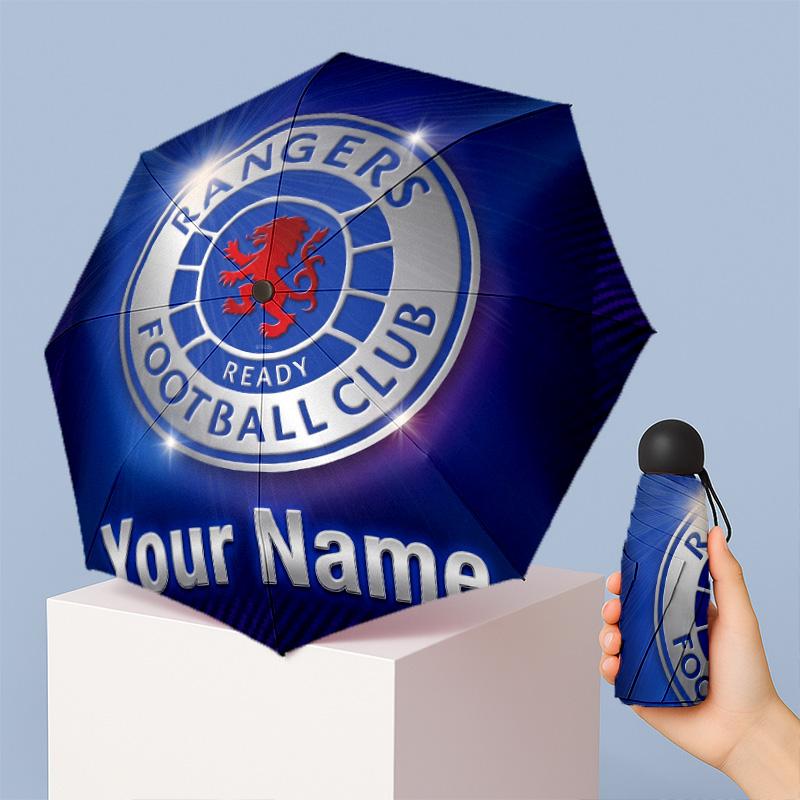 Rangers FC Manual Five Fold 8 Rib Umbrella Support Custom Text, Lightweight Travel Umbrella