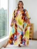 Yellow Fashion Kaftan Women's Loose Robe Fresh Dress Breathable Vacation Party Long Dress Swimsuit Cover-up Outfit Q1594