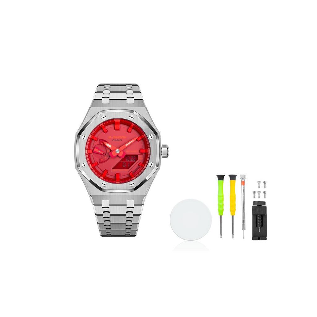 Casio Мужские часы с двойным дисплеем (жидкокристаллический/аналоговый) Серия Красные GA-2100-4A-P03