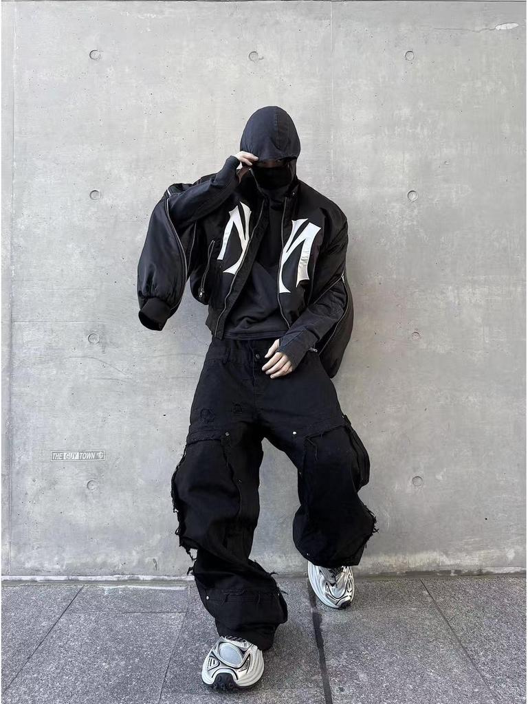 Хлопковая бейсбольная куртка-бомбер Mowalola с аппликацией, для тяжелых условий