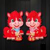 1 Pair Chinese Style New Year Door Sticker Flocking Paper Spring Festival Couplets  Celebration