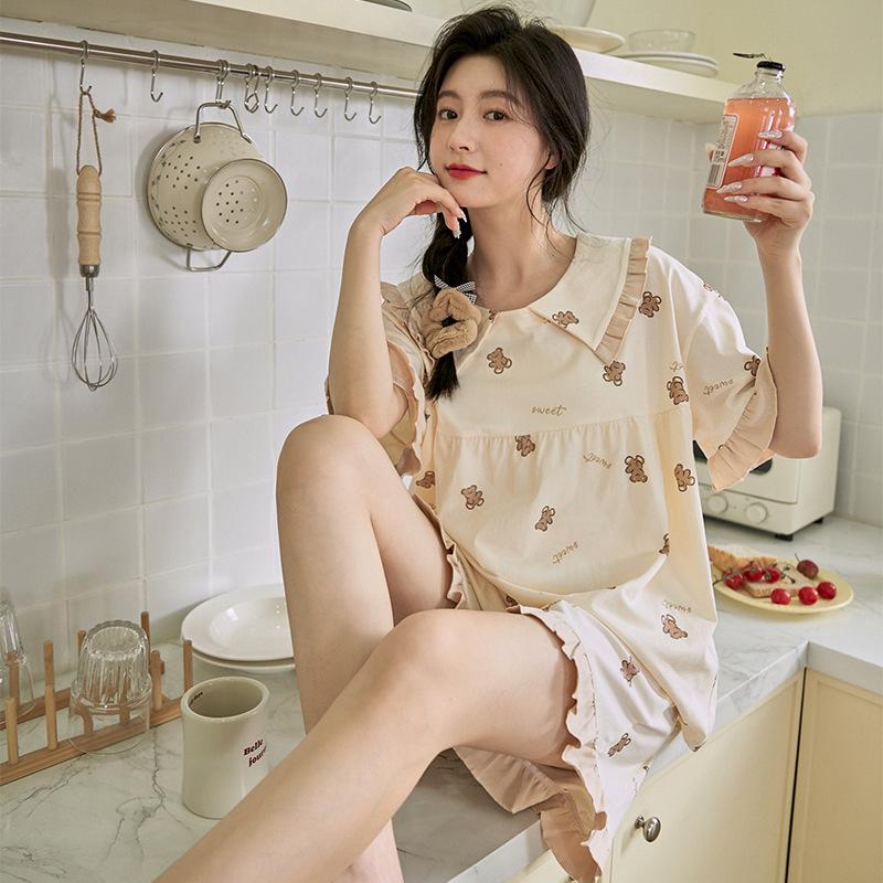 Summer Pajamas Girls Big Kids Summer Short Sleeve Cartoon Junior High School Student Loungewear Thin Girls Kids Loungewear