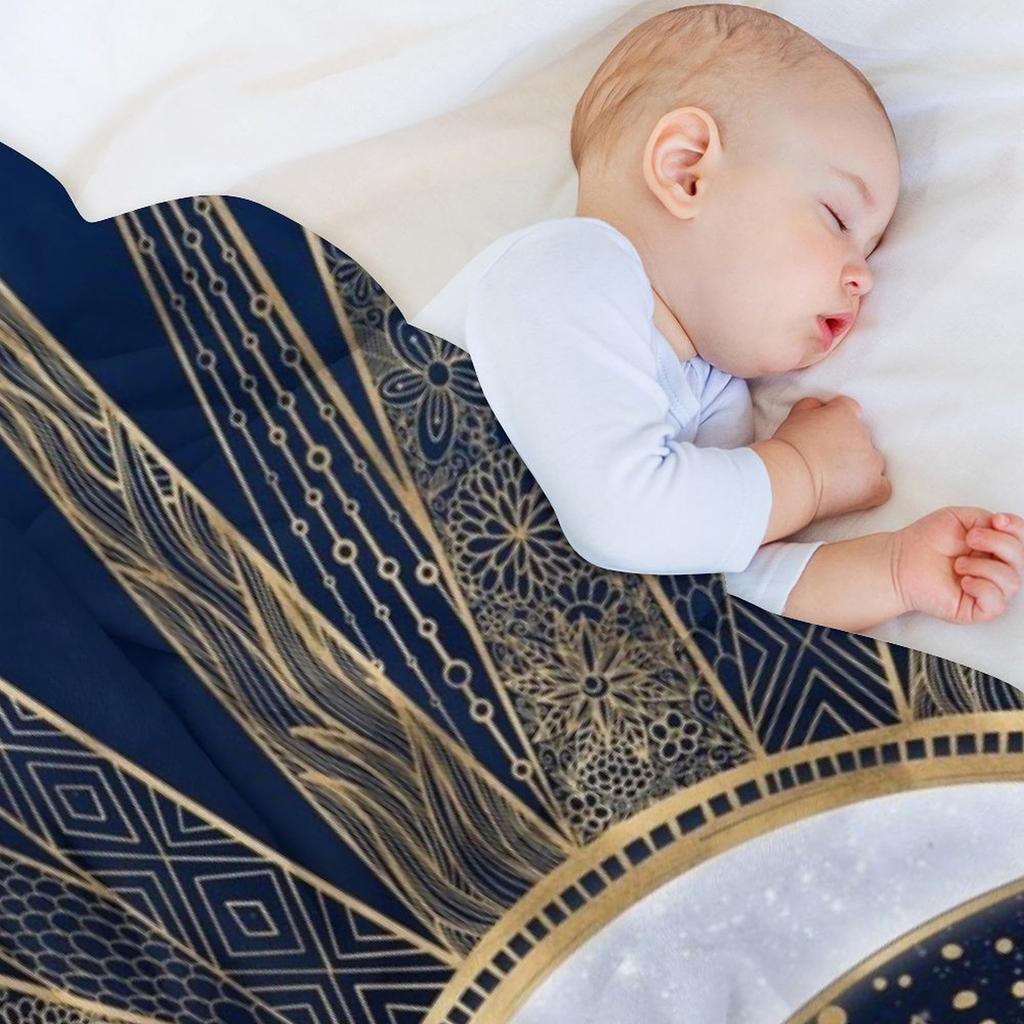 Синий Золотой Солнце Луна Мандала Дудлинг Арт Плед Одеяла Для Ребенка косплей аниме Зимние кровати Роскошные Одеяла