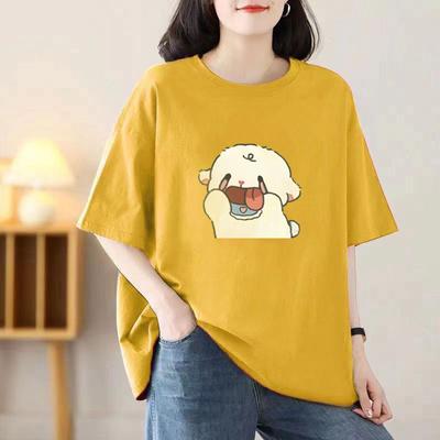 Хлопчатобумажная женская футболка, свободные летние топы с короткими рукавами и половиной рукавов Design Sense