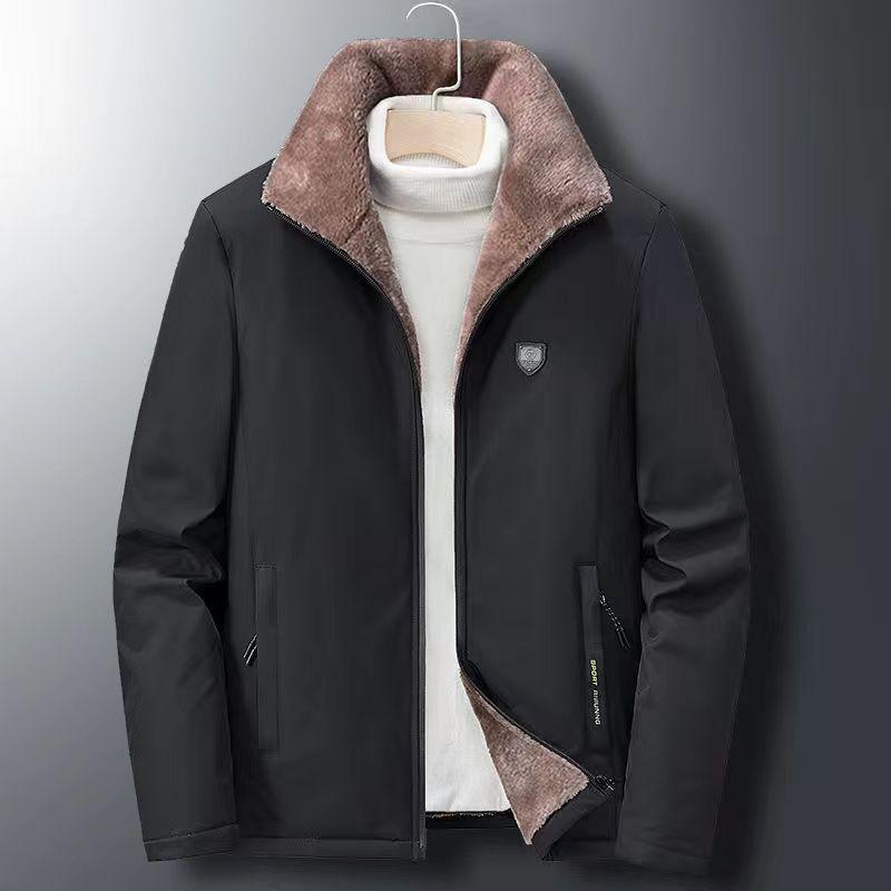 Padded Clothes Men's Thickened Jackets Winter New Velvet Padded Jackets Stand-up Collar Warm Casual Middle-aged and Elderly Dad Padded Clothes