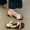 2025 New Thick-soled Square Head with Two Sandals, Women's Open-toed Simple Beach Vacation Wind Non-slip Cool Slippers