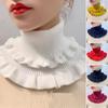 Women Fake Collar Double-Layered Ruffle Trim Autumn Winter False Collar Solid Color Detachable Collar Shirt Accessory