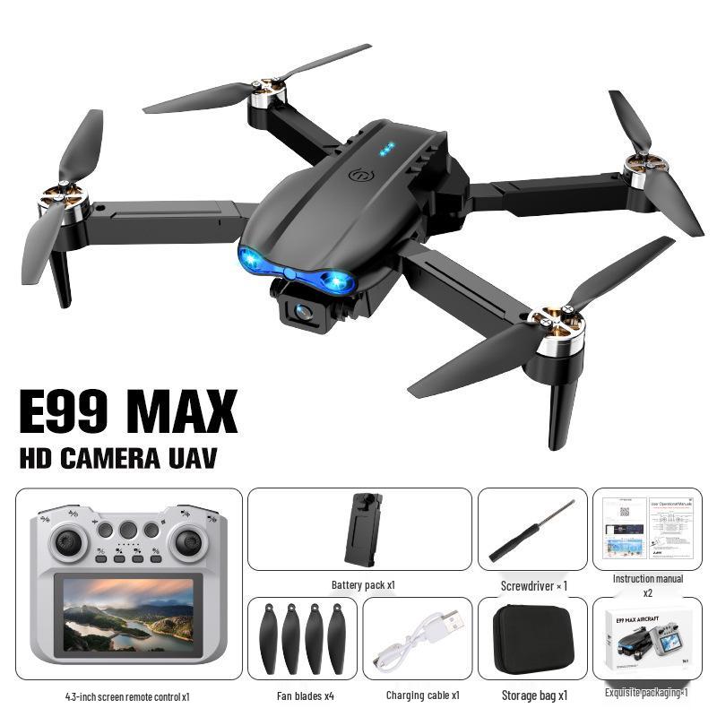 E99MAX Dual Camera Foldable Drone: Brushless Quadcopter with Optical Flow and Remote Control Large Screen.
