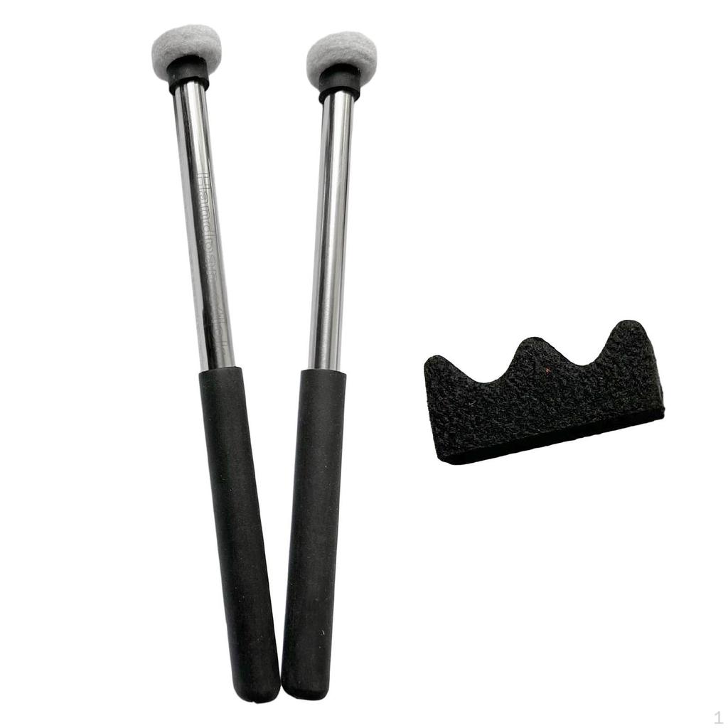 2 Pieces Tongue Drum Sticks Rubber Head Percussion Instrument Parts with Bracket Mallet
