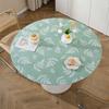 Elastic Table Cover Nordic Style Leaf Print Round Shape with Flannel Backing Anti-Slip Easy Care Waterproof Table Protection Banquets Party