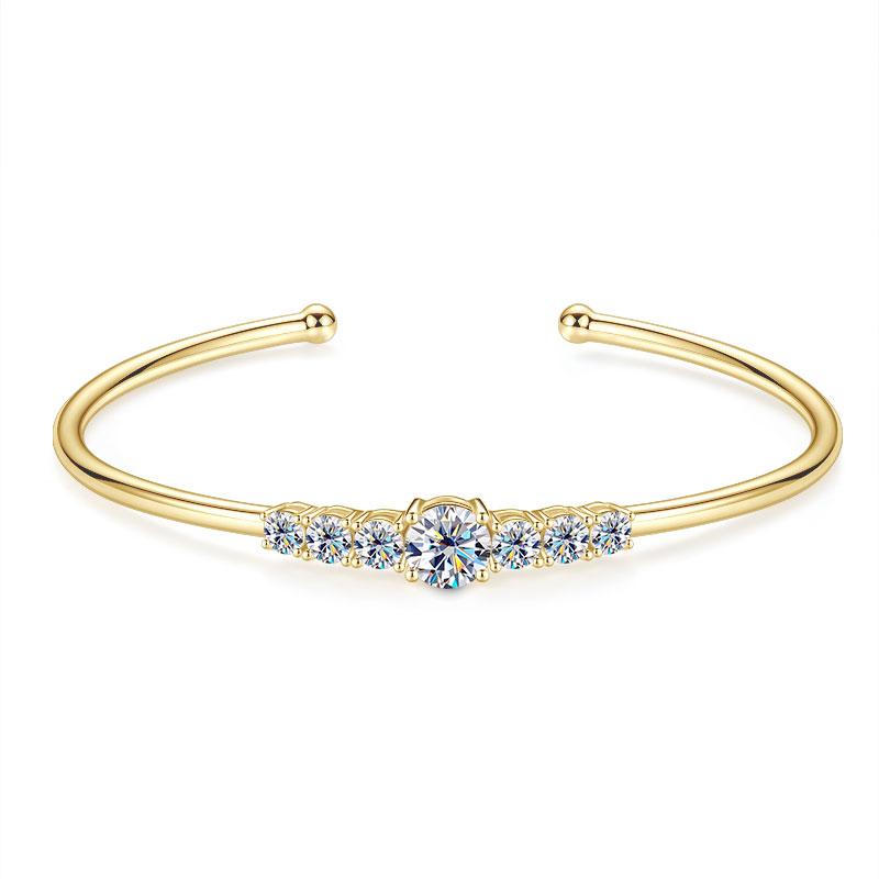 IOGOU Opening Bangle Cuff 6.5mm 1ct D Color Moissanite Bracelet for Women 925 Silver Certified Fine Jewelry Valentine Gift
