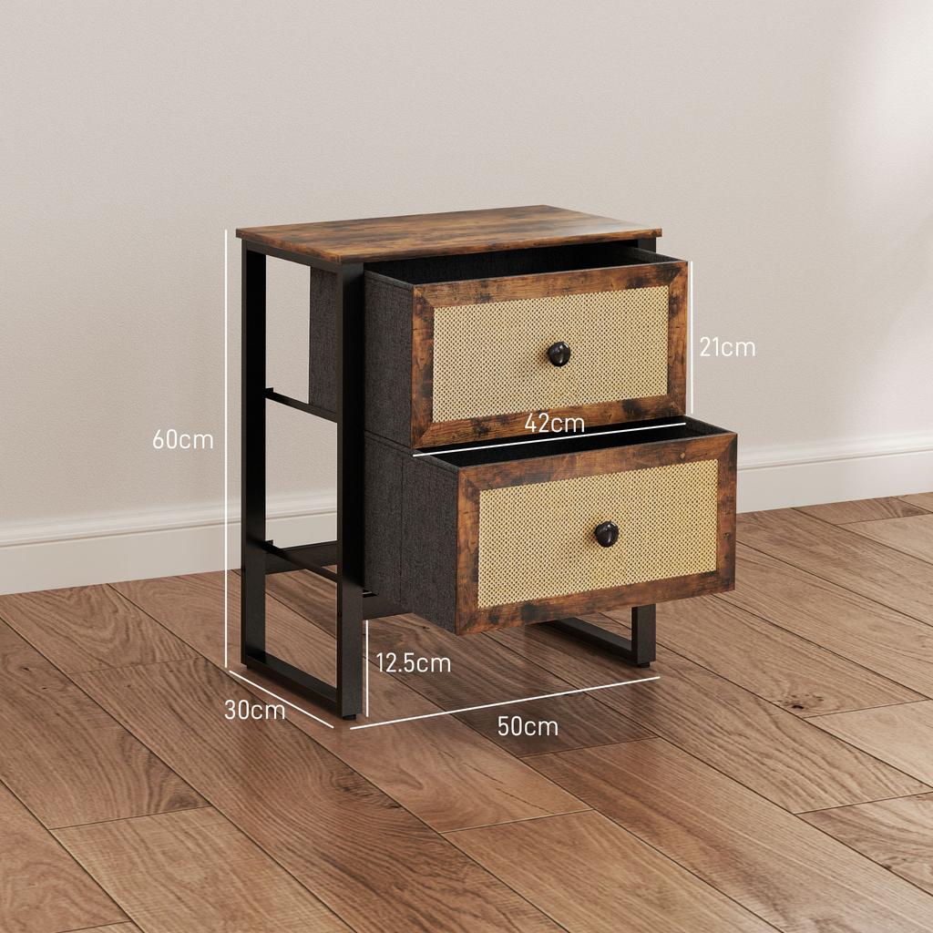 Industrial Natural Bedside Table Brown