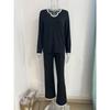 Autumn and Winter Women's Pant Suit Solid Colour V-neck Loose Comfortable Leisure Home Drawstring Trousers Suit