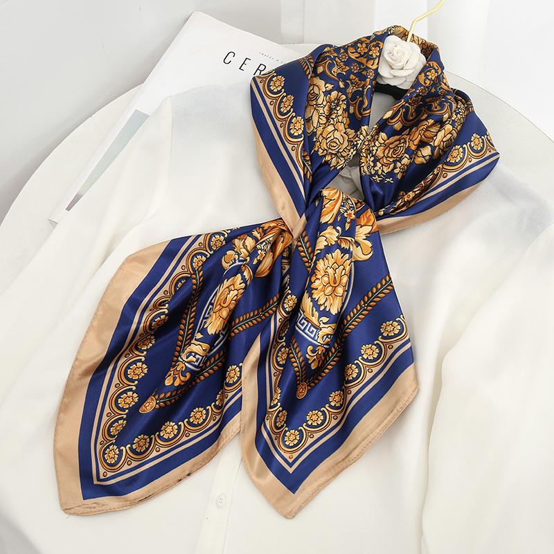 90x90cm Square Scarf for Women Head Shawls and Wraps Luxury Print Neck Scarves Hijab Bandana