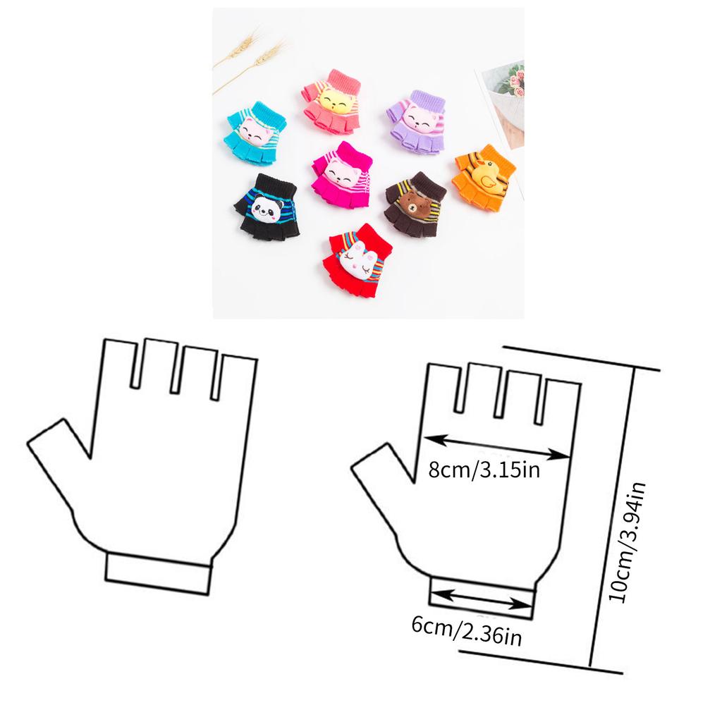 Toddler Half Finger Gloves Cartoon Warm Gloves Knitted Mittens Winter Thick Gloves Indoor Gloves for Little Girls Boy