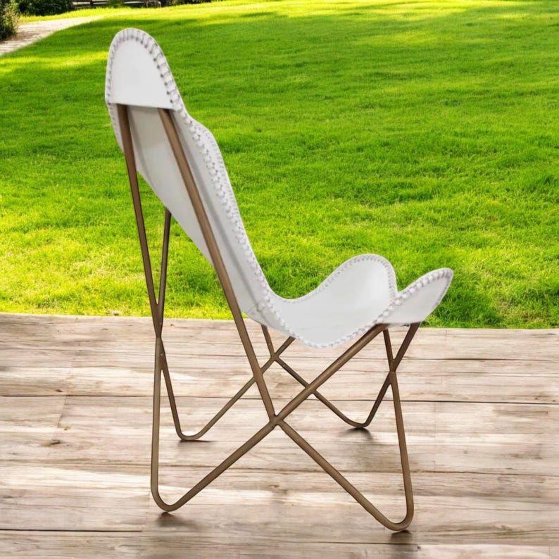 Роскошное кожаное кресло Butterfly | Кожаное кресло для отдыха в деревенском стиле | Идеально подходит для современных или богемных пространств