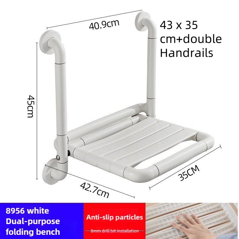 Bathroom Stainless Steel Folding Seat Toilet Handrail Anti Slip Elderly Safety Wall Stool Handicapped Armrest Bath Chair