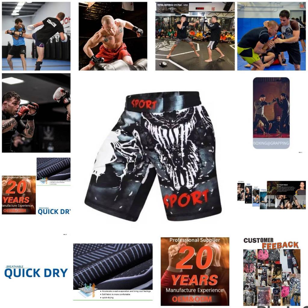 Муай-тай Кикбоксинг Бокс ММА UFC Повседневные Шорты Спортзал Спорт Унисекс Мужские Женские Фитнес Тренировка Быстросохнущие Принт Эластичная Талия Фитнес-тренировки