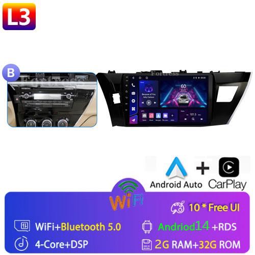 Android 14 2 Din автомобильный радиоприемник для Toyota Corolla Ralink 2014-2016 Мультимедийный видеоплеер Навигация MP5 Стерео Carplay Головное устройство