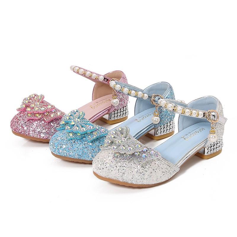 Girls Princess Sandals 2026 Glitter Bow Closed Toe Shoes Magic Strap Kids