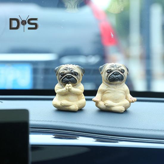 Meditating Dog Figurine Resin French Bulldog Statue Yoga Puppy Animal Sculpture Home Office Desktop Garden Decoration Ornament Festival Gift