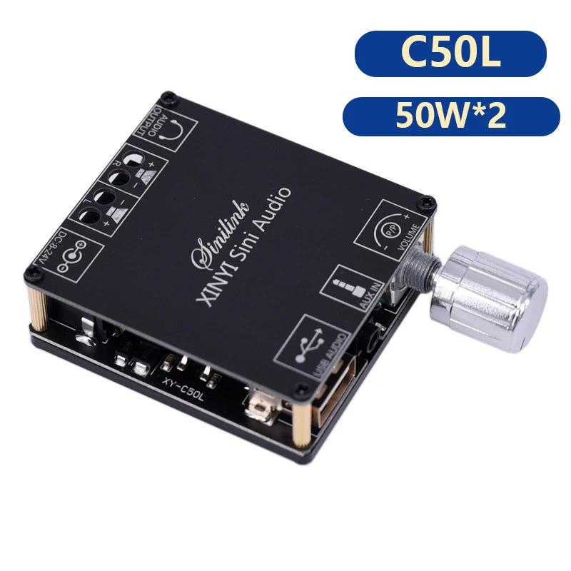 Bluetooth 5.0 Digital Power Amplifier Board C50L C100L Stereo 50/100W Dual-Channel Stepless Tuning Amplifier Module AUX USB Play