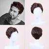 Синтетический модный короткий кудрявый парик для мужчин, искусственные волосы, натуральный смешанный коричневый мужской парик для ежедневного использования, термостойкое волокно