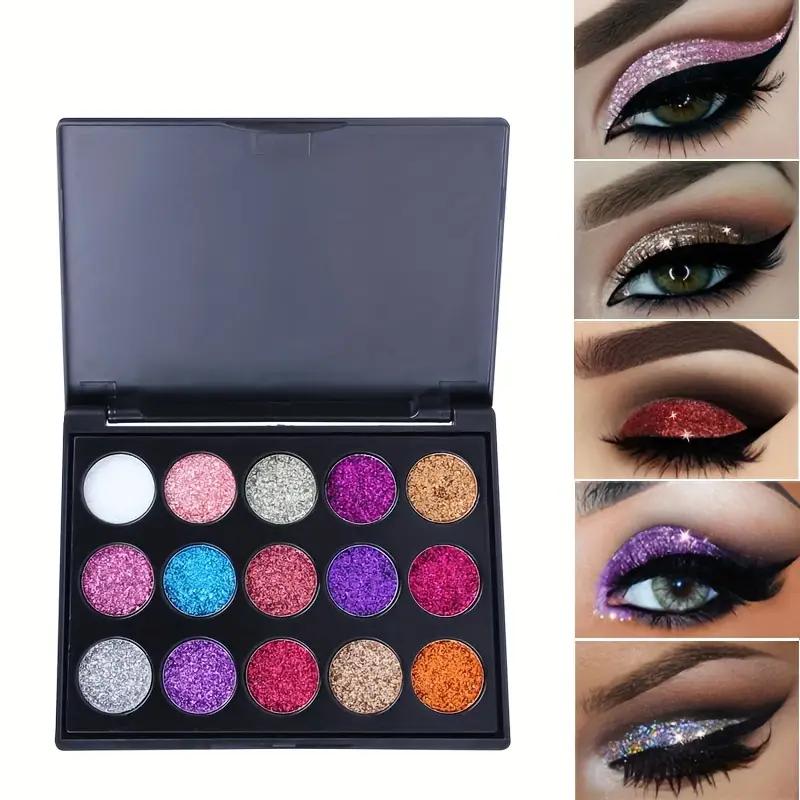 Женская мода 15 цветов Diamond Sequin Eyeshadow Palette Glitter Powder highlighter eye shadow