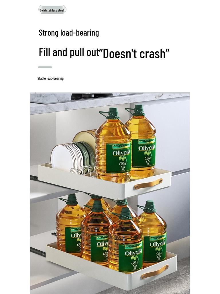 Pull-Out Basket Drawer Dish Rack for Kitchen Cabinet Storage