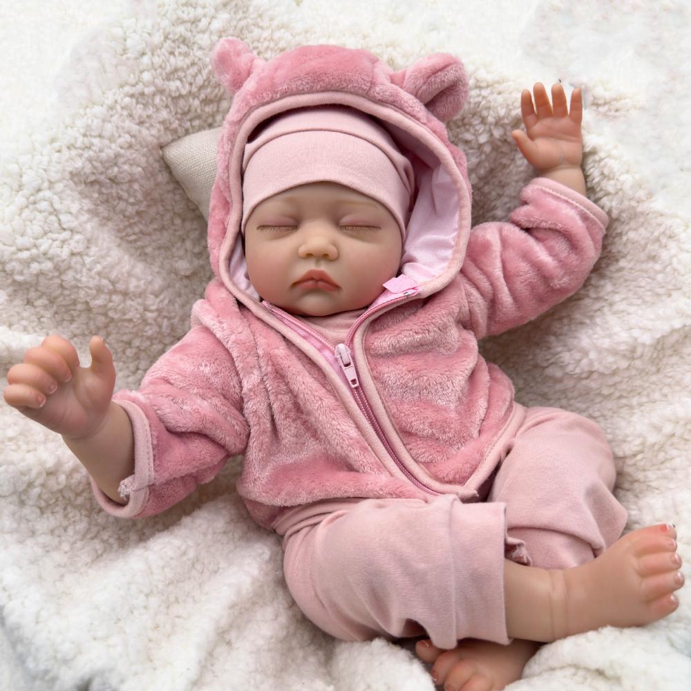 Realistic 22'' 55cm Simulation Baby Reborn Dolls Cute Fat Cloth Body Newborn Babies Doll Lifelike Sleeping Imitation Baby Dolls for Kids Birthday Gift