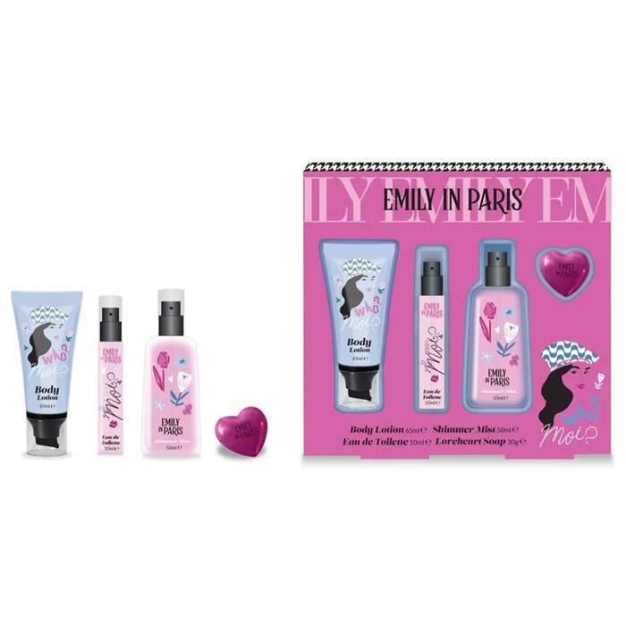 Emily in Paris Coffret Body Lotion 65ml + Shimmer Mist 50ml+ Eau de Toilette 10ml + Loveheart Soap 30g