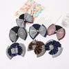 Rhinestone Ribbon Bowknot Stripe Net Bun Hair Cover Net Bun Snood Net Bun Crochet Women Barrette