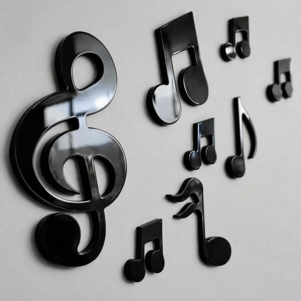 Removable Finish Music Note Wall Sticker 3D Look Embossed Wall Decal Wall Background