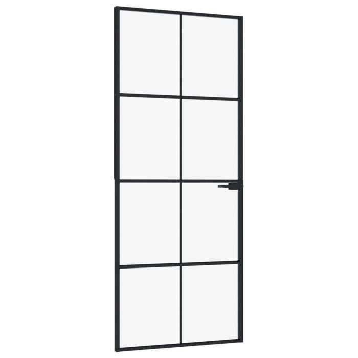 VidaXL Porte d'intérieur Noir 83x201,5 cm Trempé verre aluminium fin 153663