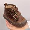 2025 Зимние Теплые Хлопковые Ботинки на Бархатной Подкладке: Модные кожаные зимние ботинки для мальчиков и девочек