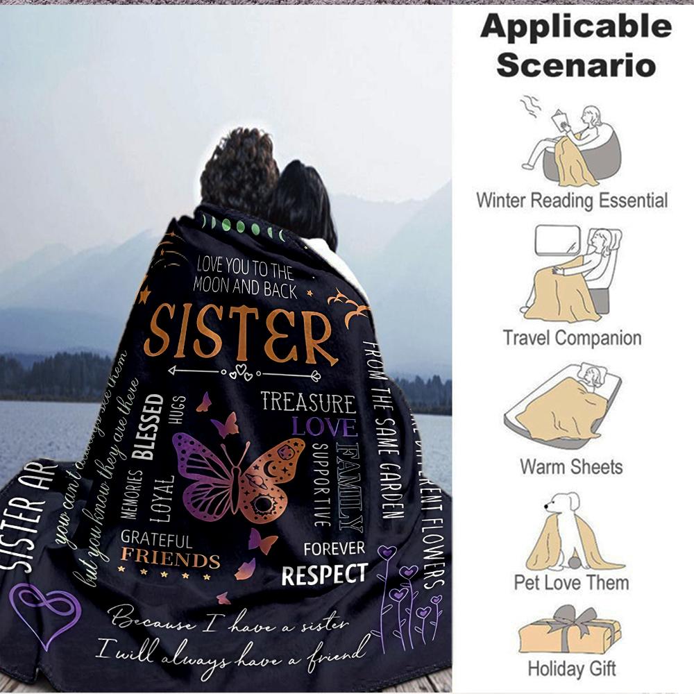 1Pc Sisterly Love Friendship Flannel Blanket, Soft And Comfortable, Casual Warm, Camping Travel, Christmas, Halloween Xmas Gift. G1145