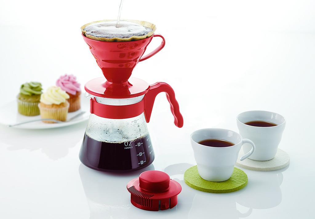 Набор кофейного сервера HARIO V60 02, Кофе-дрип, 1-4 чашки, Красный, VCSD-02R