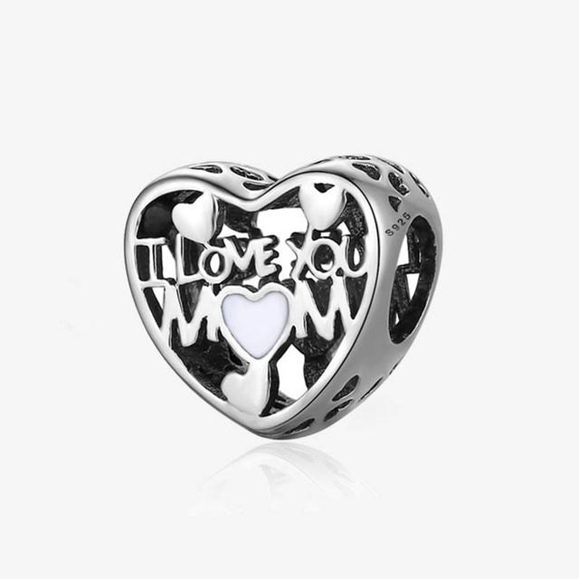 Аксессуары ко Дню матери, стерлингового серебра 925 пробы, бусины, подвески в форме сердца для мамы, подходят оригинальные браслеты, женские ювелирные изделия, подарок