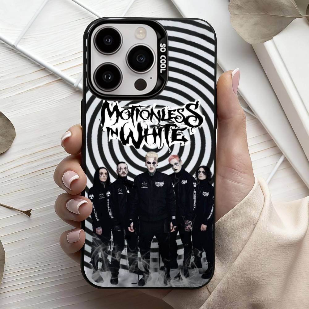 Чехол для телефона M-Motionless in W-White Band для iPhone 17, 16, 15, 14, 13, 12, 11 Plus, Pro Max Черный Конфетный Посеребренный Чехол