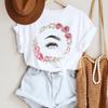 2025 Women Ladies Watercolor Casual Eye Eyelash Fashion Cartoon Summer Lady Print Tee Stylish T Top Tshirts Clothes T-Shirt